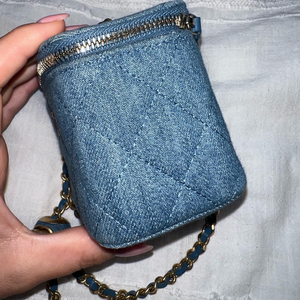 Chanel Pearl Crush Denim Mini Vanity on a Chain - Picture 7 of 11